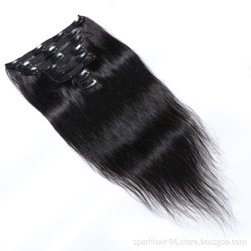 SPARK 100% Russian Human Remy Hair Clip ins Wholesale Invisible Seamless Clip in Hair Extension Human Hair